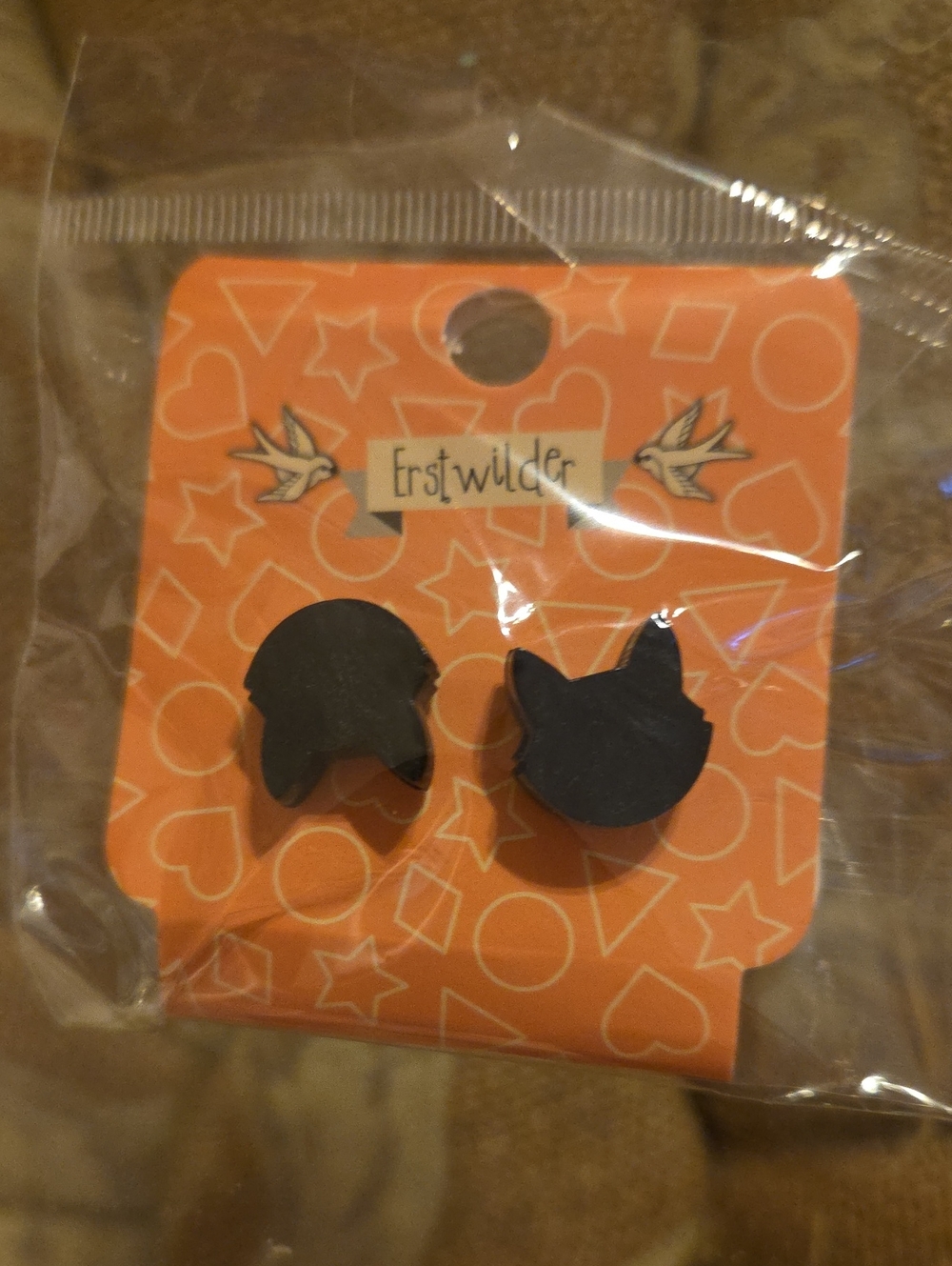 Erstwilder Black Cat Head Stud Earrings